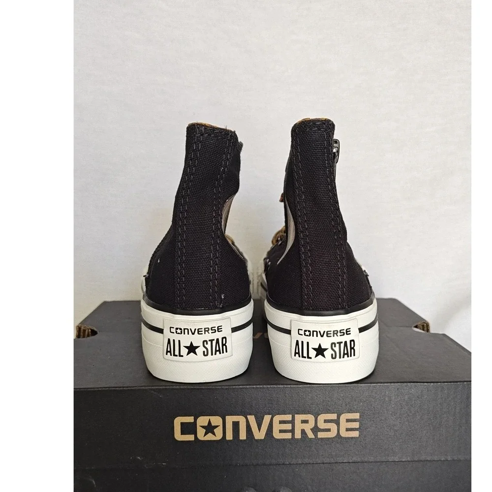 Converse Chuck Taylor All Star Platform Zip Black Leopard Pinecone Kids 12 New